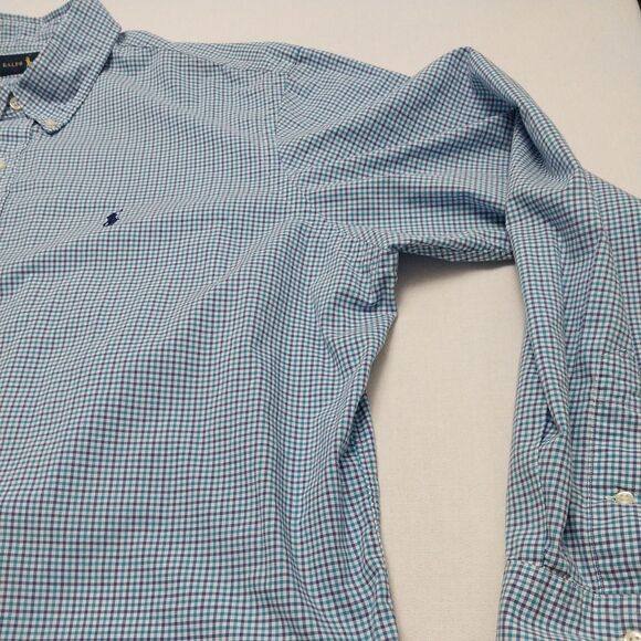 Ralph Lauren Button Down Shirt Long Sleeve Blue Check Men's XXL - Picture 5 of 16